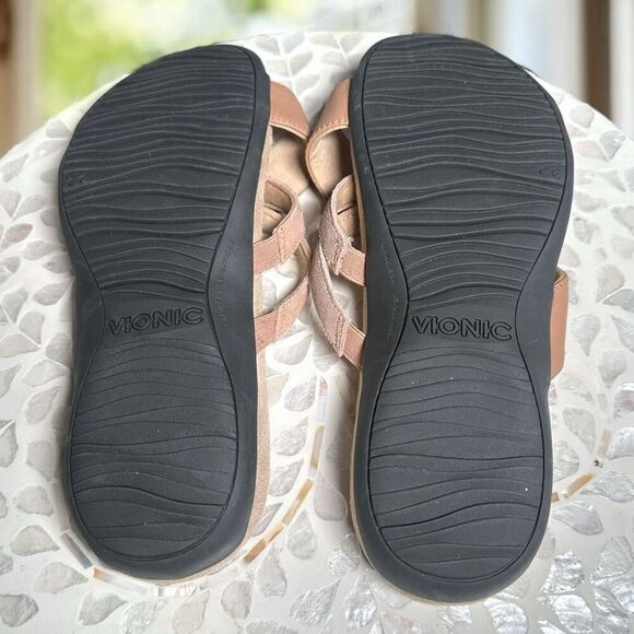 Vionic Zarie Orthotic Supportive Leather Adjustable Slide Sandal Women's - Picture 15 of 16